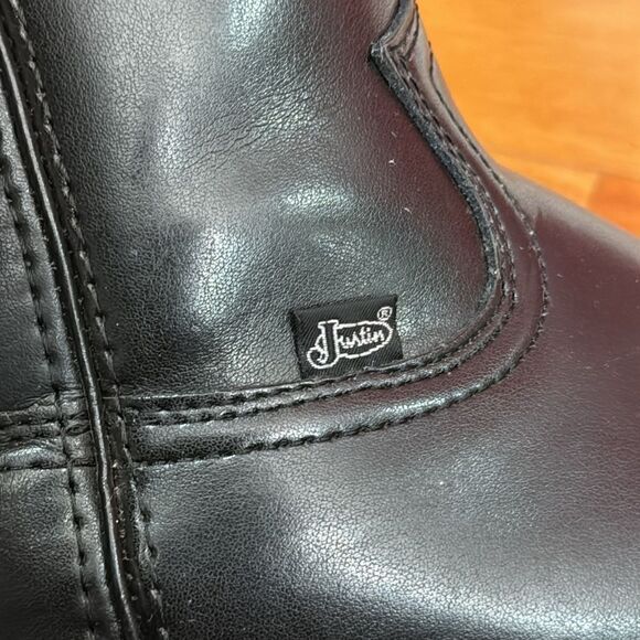 Justin Men's basics black  western cowboy Moto Boots JB 3000 Sz 10D - Picture 9 of 10